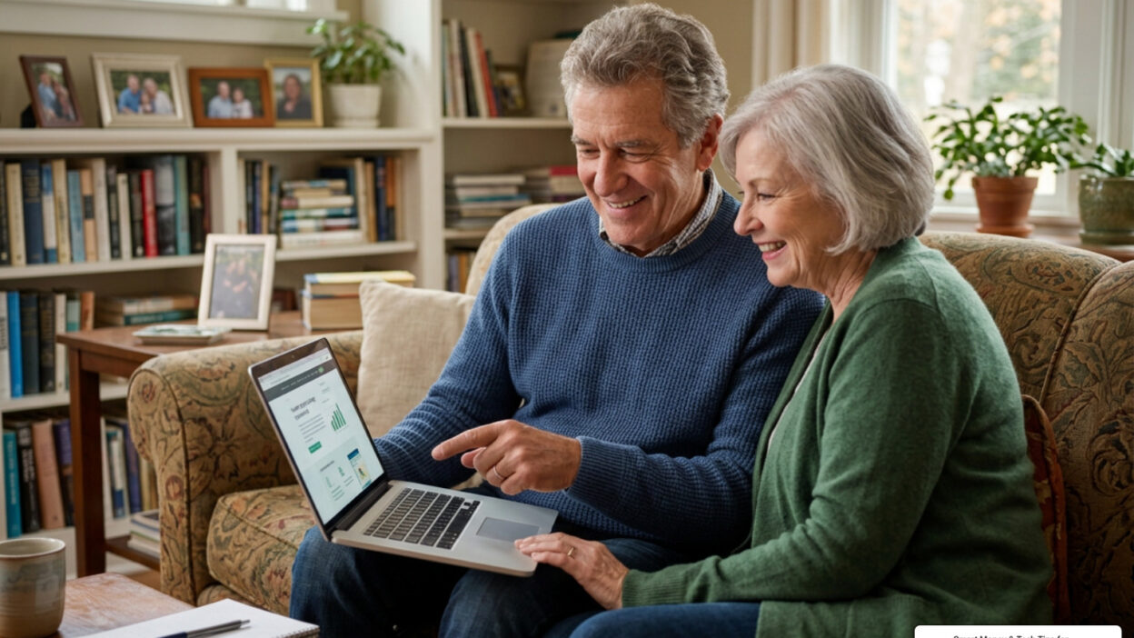 retirement affiliate marketing income senior couple laptop