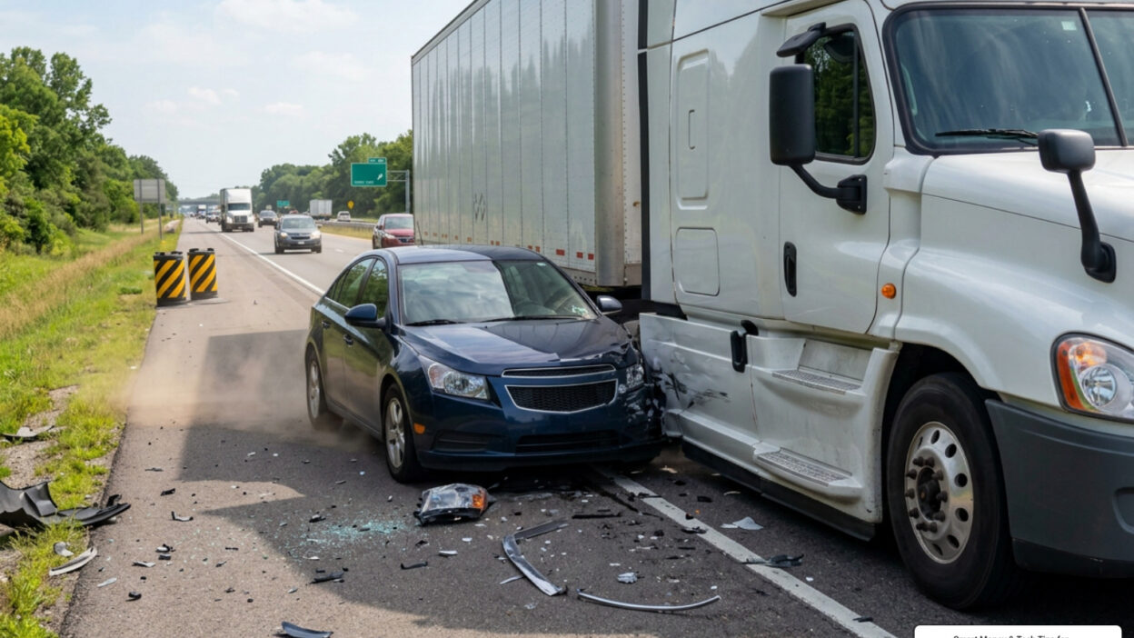 tractor trailer accident on highway