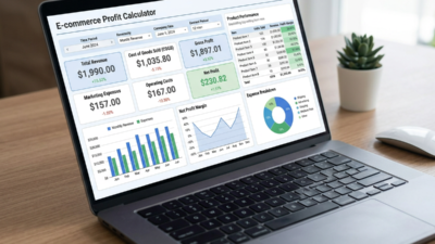 ecommerce profit calculator dashboard showing revenue and margins