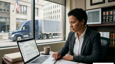 Legal counsel reviewing digital electronic logging device telemetry